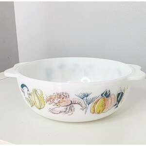 Vintage 1960s JAJ Pyrex "Lobster" Pattern Casserole Dish, Made in England
